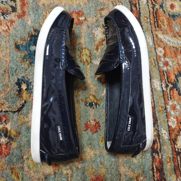 Cole Haan Pinch Maine Classic Loafers Women's Black Wet Shiny Leather Shoes Sz 9 - Picture 6 of 8